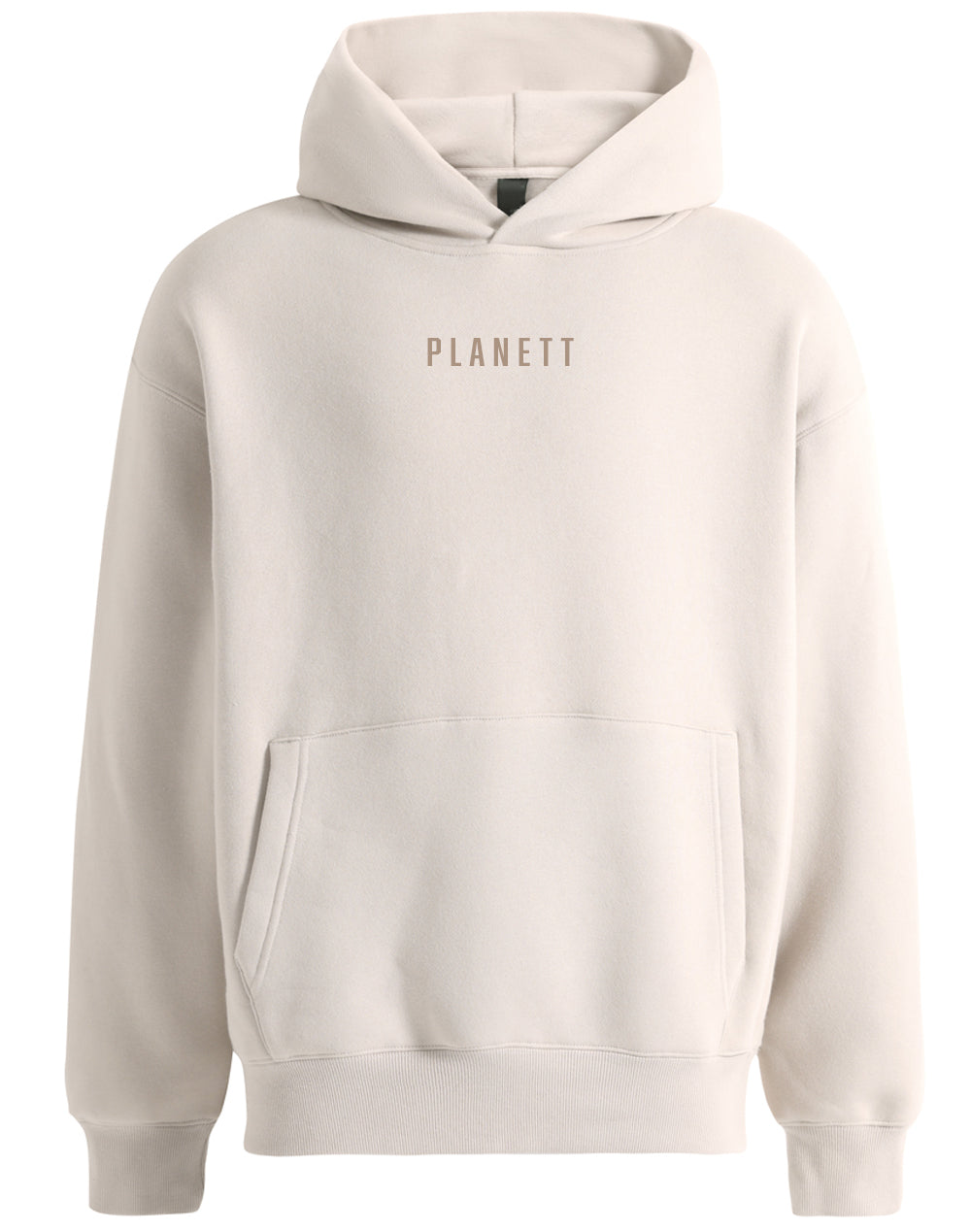 Premium oversized bone hoodie in cream color with minimal design and subtle front pocket ideal for work uniforms