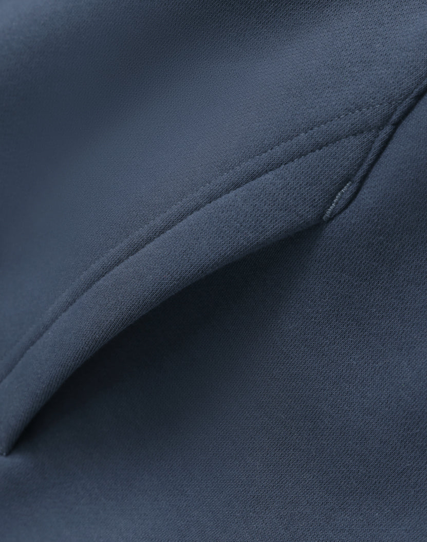 Dark blue premium oversized slate hoodie with smooth textured fabric and neat seams perfect for work uniforms and workwear