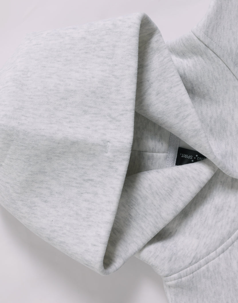 Premium oversized white marle hoodie in soft heather gray with textured fabric perfect for comfy work uniforms or workwear