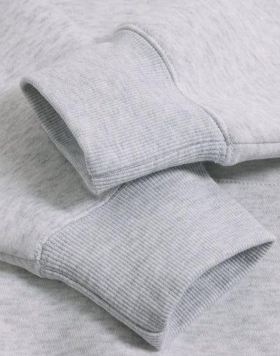Premium oversized white marle hoodie with ribbed cuffs in soft light gray heathered knit ideal for work uniforms and workwear
