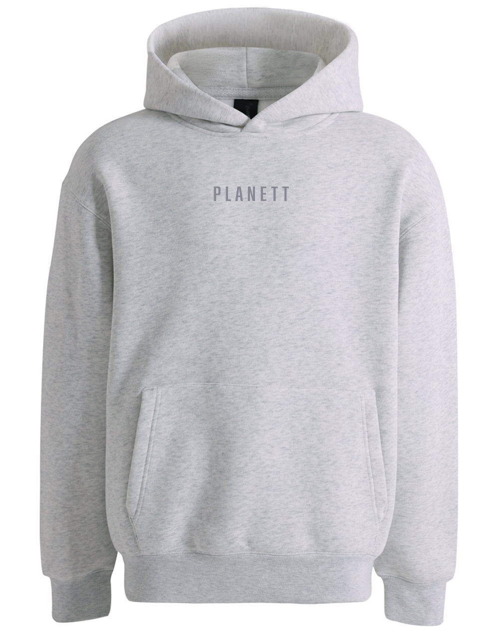 Premium oversized white marle hoodie in heather gray with subtle planett logo perfect for workwear uniforms
