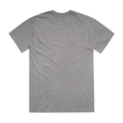 Gray speckled t-shirt with short sleeves and a crew neck.