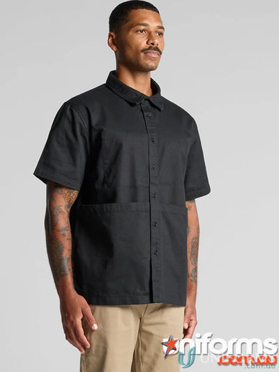 Black short-sleeved printers shirt by [Manufacturer Name], perfect for quality workwear