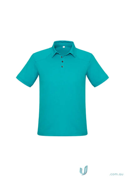 Turquoise short-sleeved polo from Profile Polo collection, perfect for stay cool jersey knit style