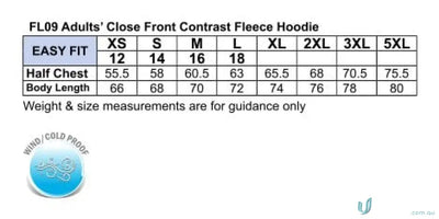 Adults fleece hoodie size chart for MOQ 100 printed unisex hoodie workwear uniforms
