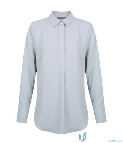 Light blue Quinn LS Soft Top, long-sleeved collared shirt for uniforms