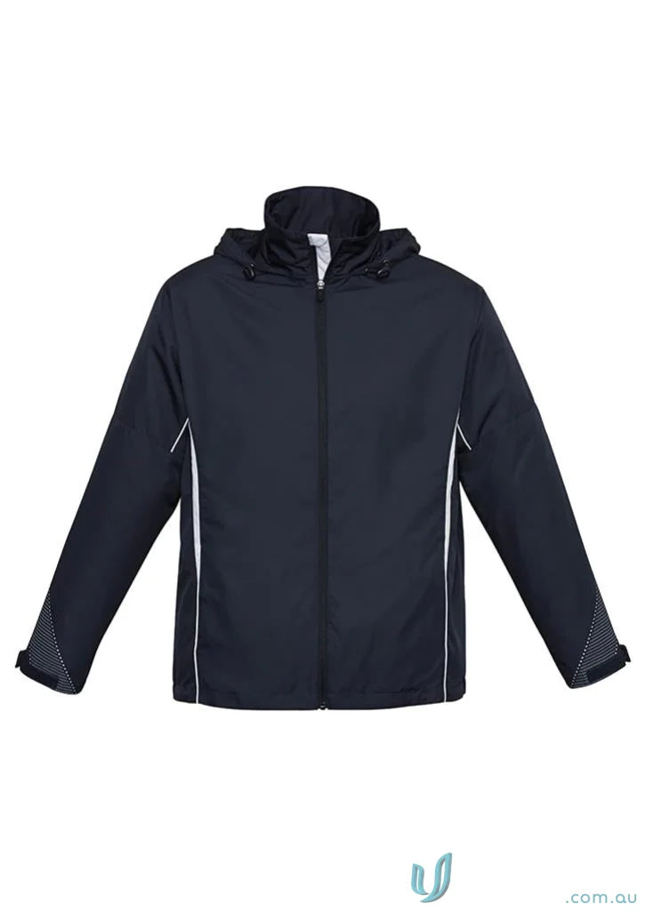 Navy hooded Razor Sports Jacket J408M with white trim from Biz Collection Unisex