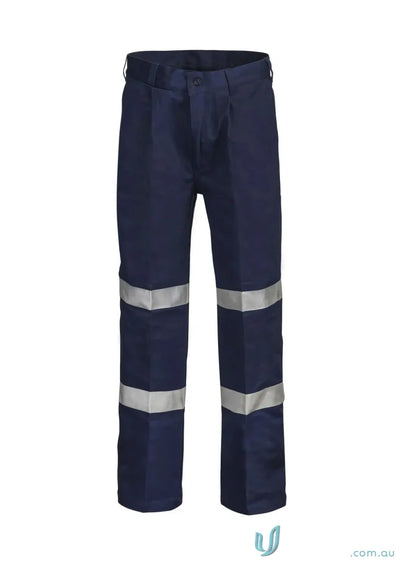 Navy blue Reflective Pleat Cotton Drill Trouser with 3M tape for workcraft reflective pleat safety