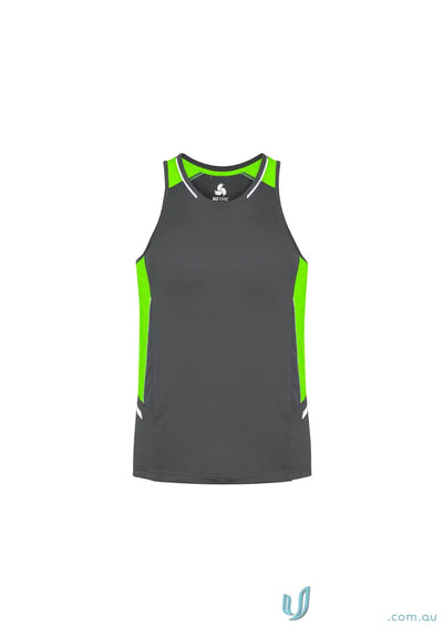 Gray and green Athletic Tank Top Renegade Singlet SG702M Biz Cool Micro for workouts