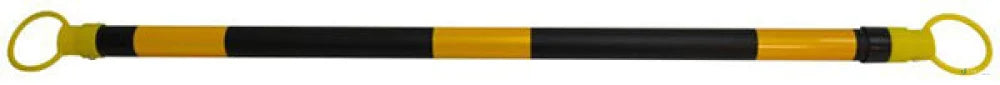 Black and yellow striped barrier with end loops for work uniforms and safety gear