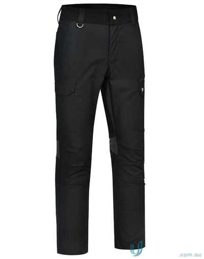 Black men’s Ripstop Stretch Work Pants with multiple load-bearing pockets and reinforced knees