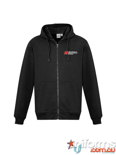Black zip-up hoodie from RS Centre EMB Mens Zip Hoodie, perfect for work uniforms or workwear