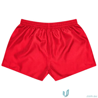 Red satin athletic shorts from Rugby Mens Shorts, perfect work uniforms or casual wear