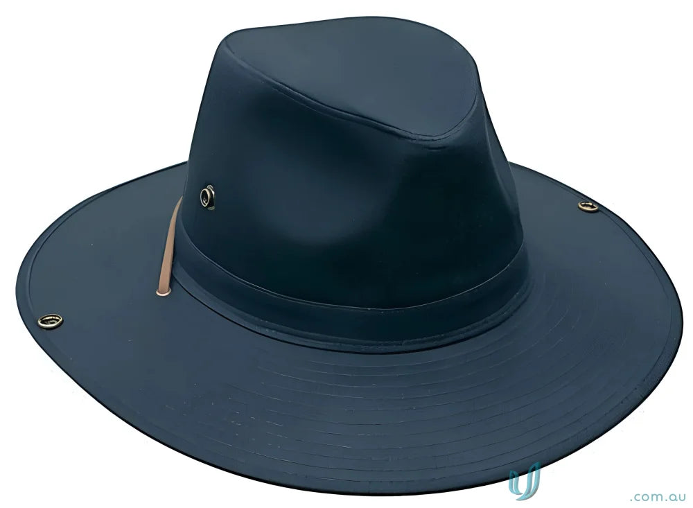 Dark blue safari cotton twill hat with wide brim for sunny days