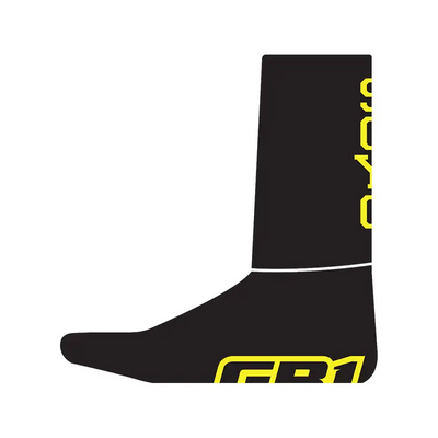 Black sock with yellow accents.