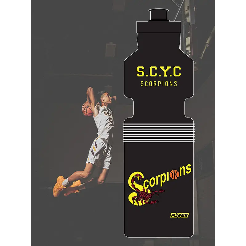 Black sports bottle.
