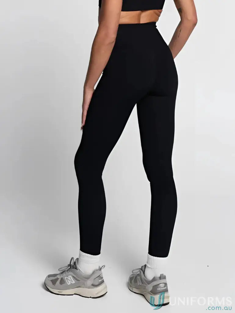 Black high-waisted seamless invisible scrunch leggings with smooth stretch fabric ideal for workwear uniforms