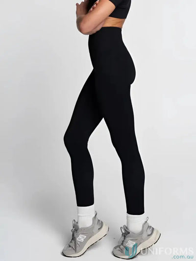 Black high-waisted seamless invisible scrunch leggings made of smooth stretch fabric perfect for workwear uniforms