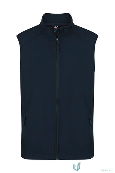 Navy blue sleeveless softshell jacket from Selwyn Mens Vests, perfect for workwear or uniforms