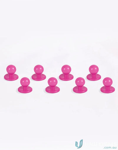 Eight pink glossy chefwear buttons with a winning spirit for exchangeable buttons