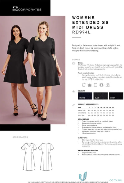 Women’s Siena Extended Short Sleeve Dress in stylish midi length, perfect for summer