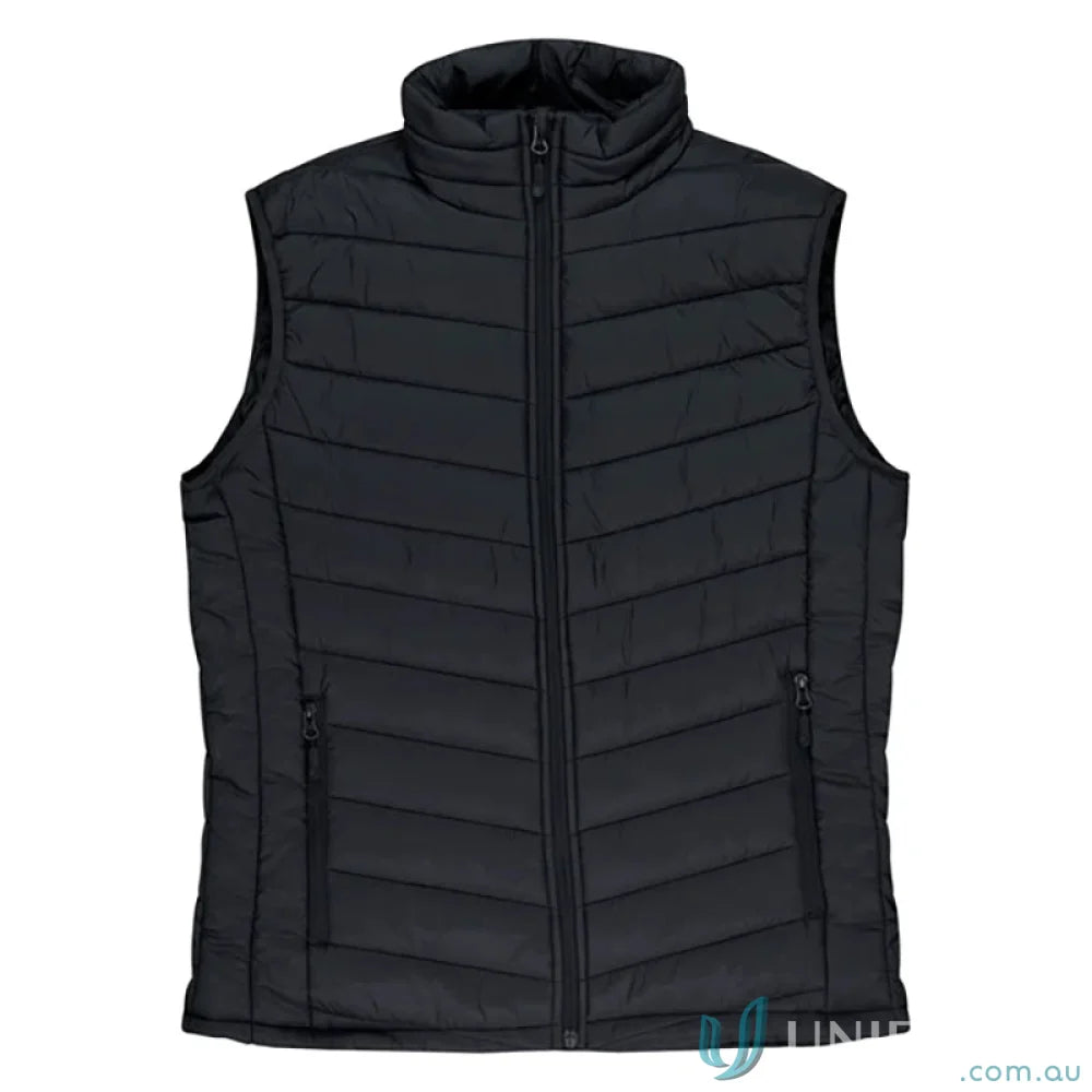 Black quilted puffer vest from Snowy Mens Vests, perfect padded nylon jacket option