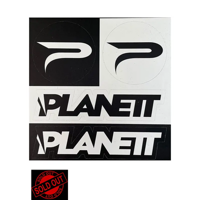 Sticker sheet with logos.