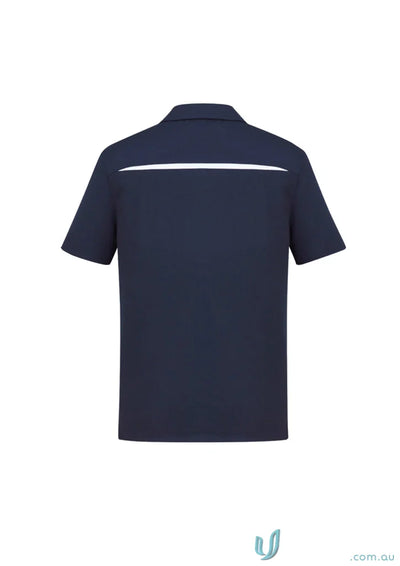 Navy blue short-sleeved Sonar Polo from the collection Sonar Polo with bizcool contrast panels