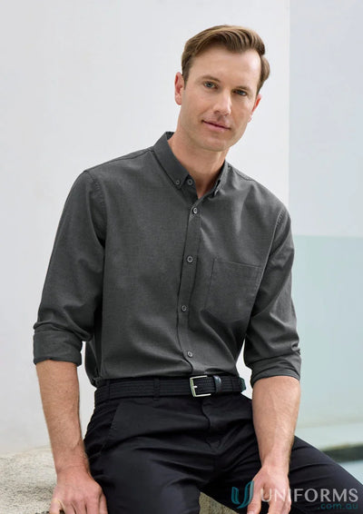 Man in gray long sleeve Soul LS Shirt from the Collection Soul Shirt line