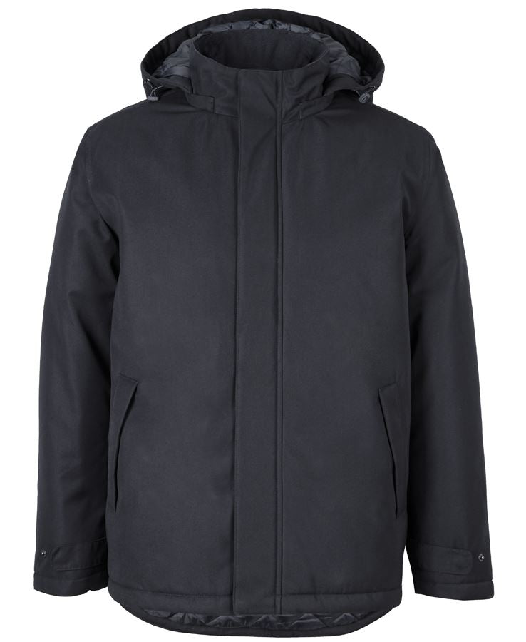 Black Southern Lands Jacket with quilted lining, pockets, adjustable sleeve openings