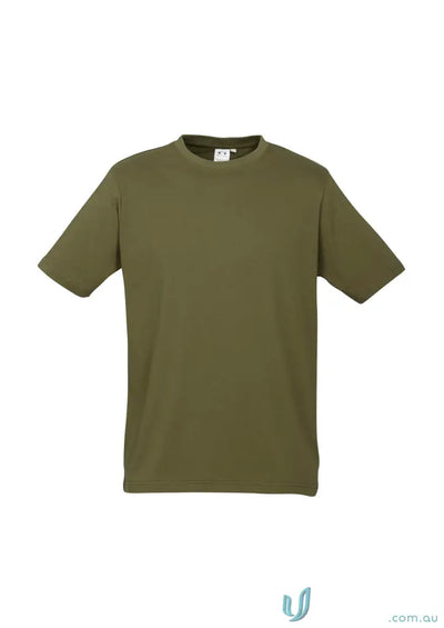 Southport Tee in olive green with twin needle sleeve, perfect for biz collection mens ice short sleeve style