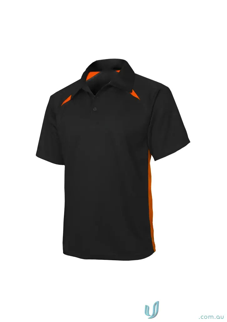 Splice Polo black short-sleeve polo shirt with orange accents from Biz Collection Splice