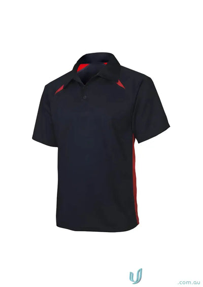 Mens navy blue splice polo shirt with red accents from Collection Splice Polo Biz Collection Splice