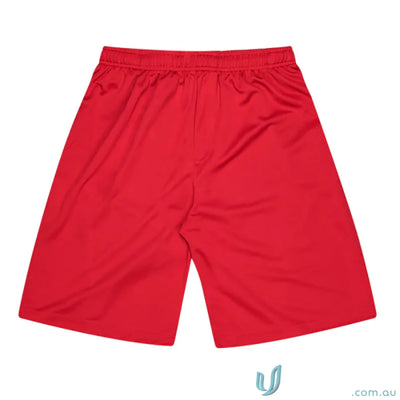 Red athletic sports shorts for workout and casual wear, perfect for active uniforms