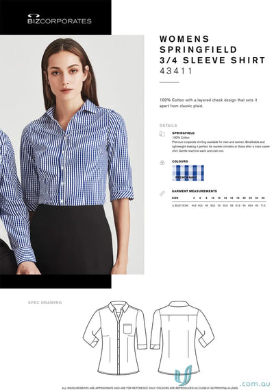 Womens Springfield 3/4 sleeve shirt for springfield office wear and womens Springfield fashion