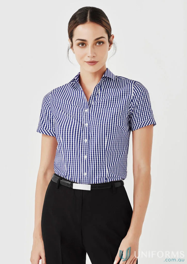Blue and white checkered Springfield Ladies S/S Shirt, perfect womens springfield shirt