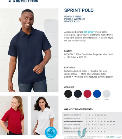 Sprint Polo shirt details from the collection sprint p300ms mens Biz Cool line
