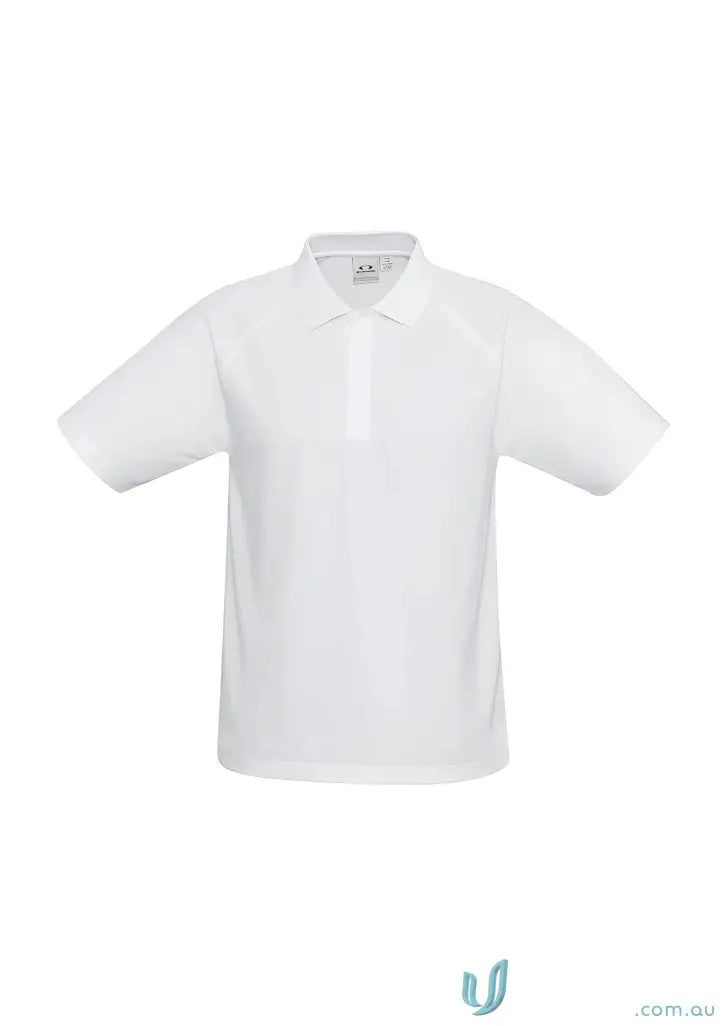 White short-sleeved polo shirt from Sprint Polo collection, perfect for P300MS Mens Biz Cool style