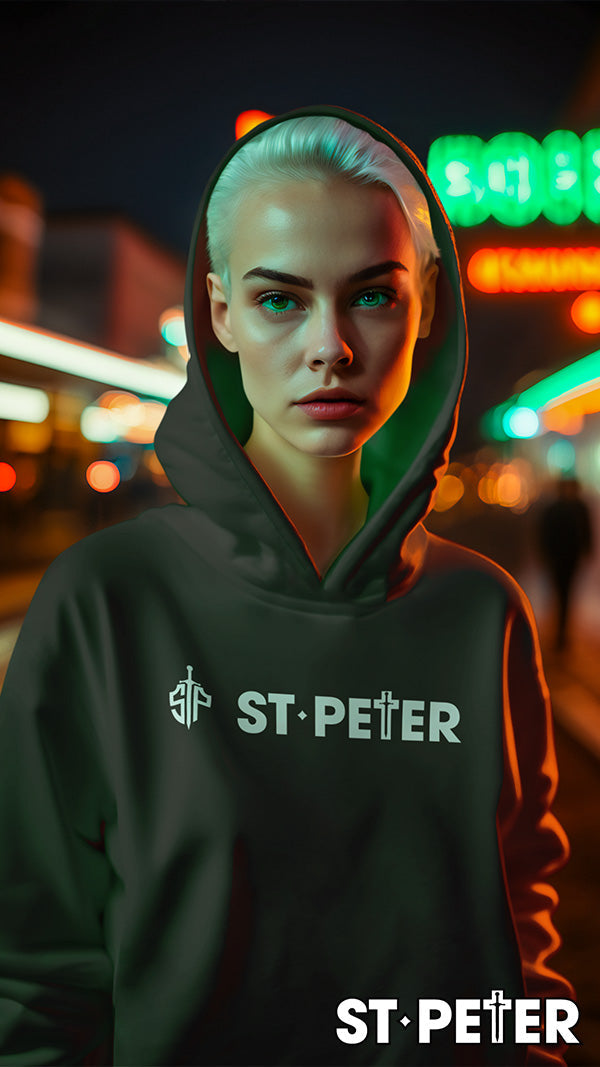 Hooded sweatshirt.