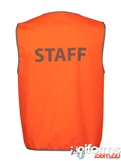 Orange staff printed safety vest meeting Australian standards, extra large size