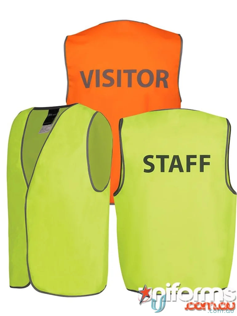 Three staff printed safety vests in extra large size meeting Australian standards