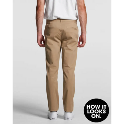 Khaki standard slim pants with a clean tailored fit and subtle stitching perfect for workwear and uniforms