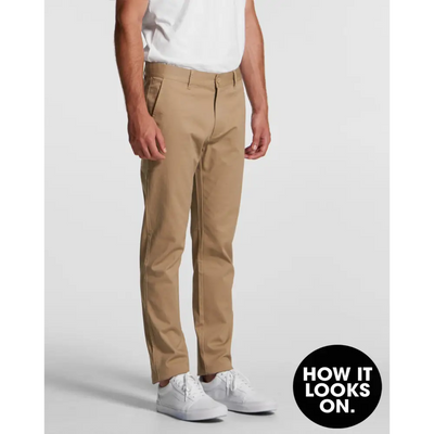 Khaki chino standard slim pants with clean straight-leg cut and classic front pockets ideal for work uniforms