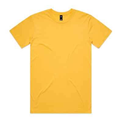Plain yellow crew neck planett staple tee with subtle wrinkles perfect for comfortable workwear or casual uniforms