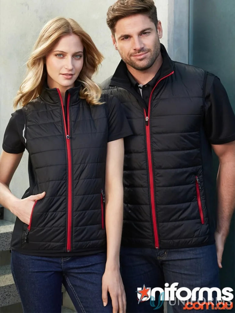 Matching black puffer vests from Stealth Vest collection for mens stealth vest with core warm polyfil insulation