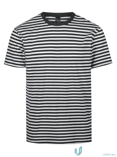Stevie Stripe T-Shirt with black and white horizontal stripes, perfect for workwear or uniforms