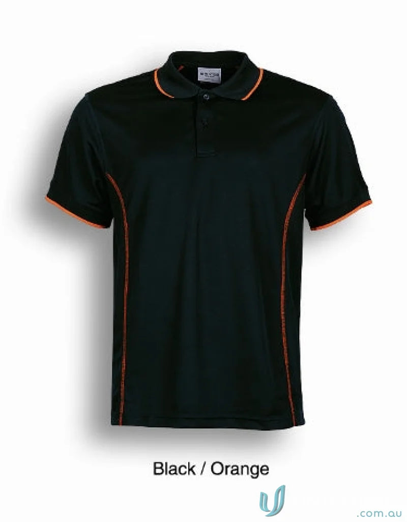 Bocini CP0910 Stitch Polo in Black/Orange