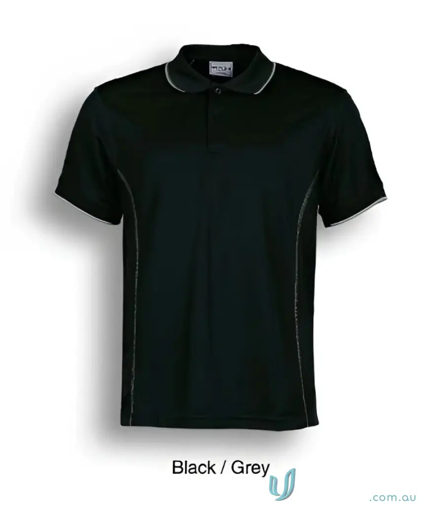 Bocini CP0910 Stitch Polo - Large Sizes in Black/Grey