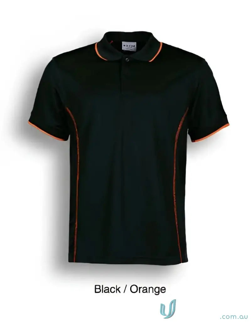 Bocini CP0910 Stitch Polo - Large Sizes in Black/Orange