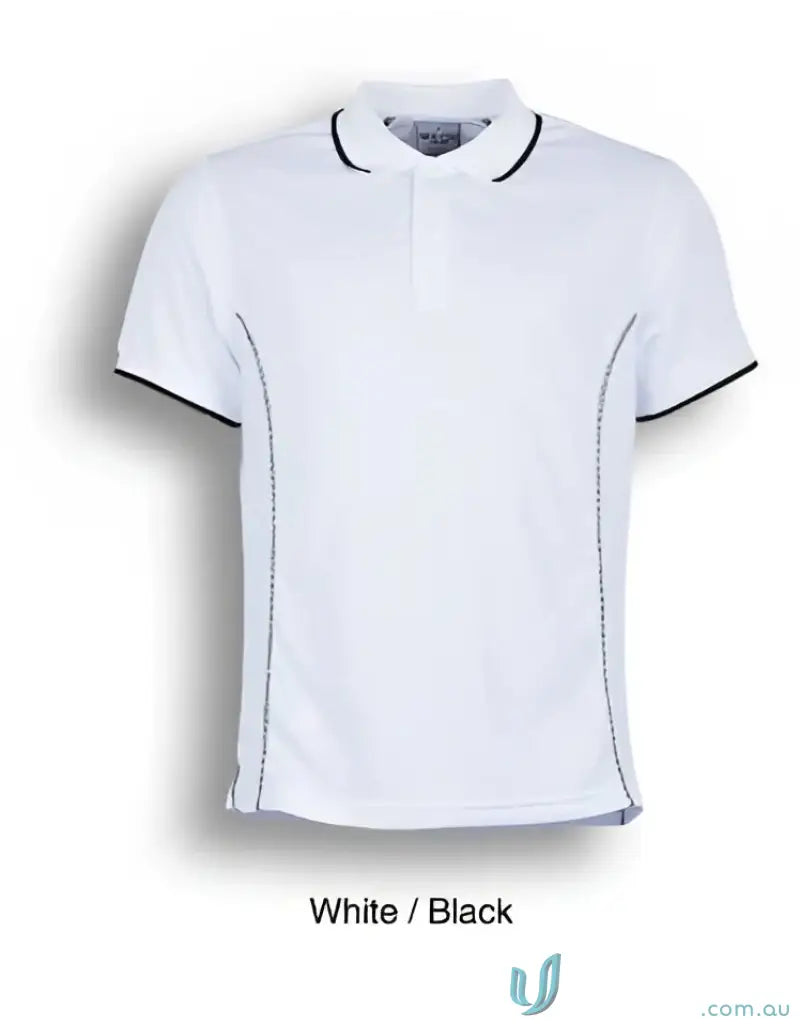 Bocini CP0910 Stitch Polo - Large Sizes in White/Black